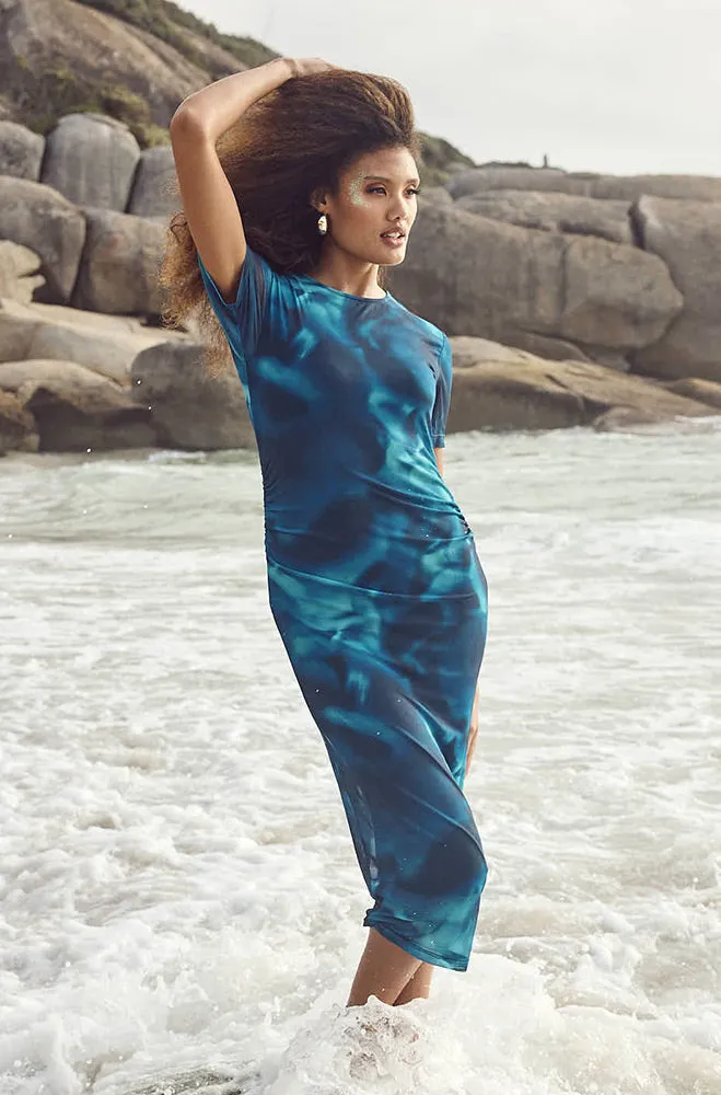 Jules Mesh Bodycon Dress _ 156229 _ Blue sold by Dunns