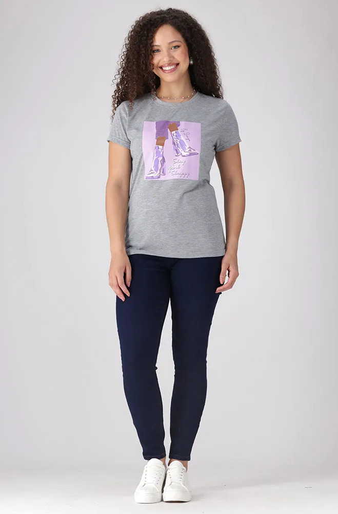 Zola Regular Fitted Graphic Tee _ 156064 _ Grey Mel sold by Dunns product image thumbnail 4