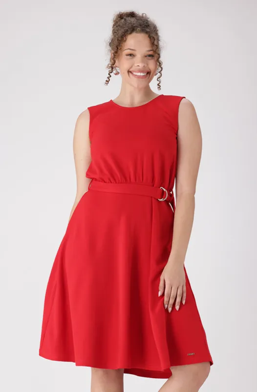 Tessa Belted Dress _ 156355 _ Red sold by Dunns