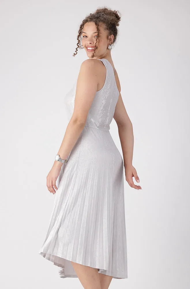 Sia Shimmer Pleat Dress _ 156501 _ Cream sold by Dunns product image thumbnail 3