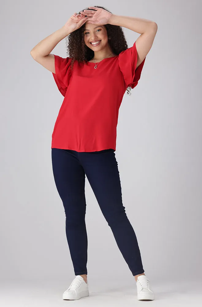 Nikki Flutter Sleeve Top _ 156332 _ Red sold by Dunns product image thumbnail 4