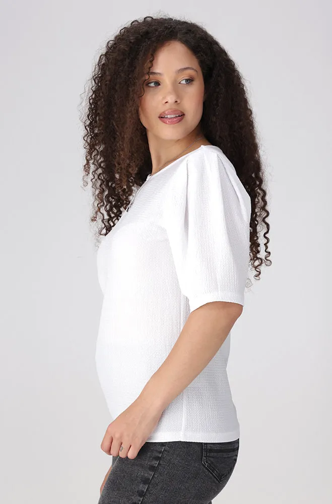 Annette Textured Puff Sleeve Top _ 156330 _ White sold by Dunns product image thumbnail 2