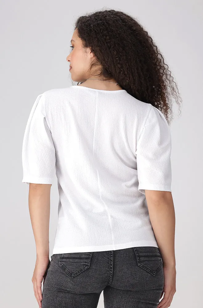 Annette Textured Puff Sleeve Top _ 156330 _ White sold by Dunns product image thumbnail 3