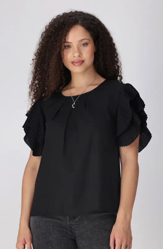 Tanya Pleat Top _ 154900 _ Black sold by Dunns
