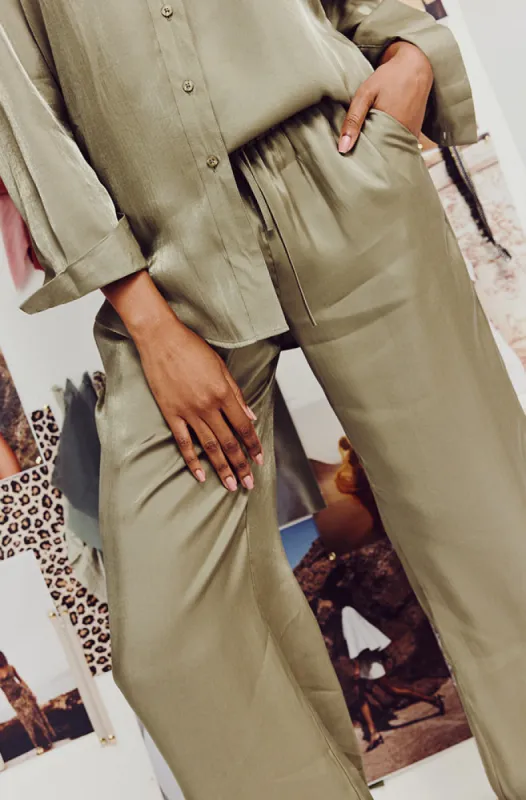 Leah Shimmer Widelge Pants _ 156232 _ Green sold by Dunns