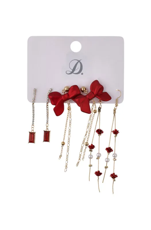Amy 3 Pack Earrings _ 158605 _ Red sold by Dunns