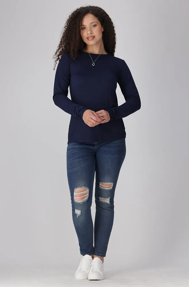 Cleo Crew Neck Tee _ 157978 _ Navy sold by Dunns product image thumbnail 4