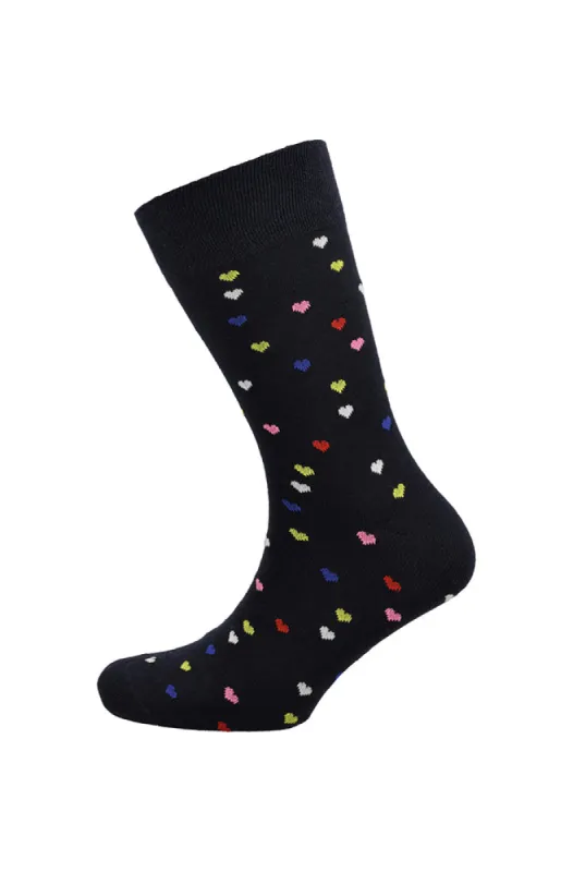 Mini Multi Heart Single Sock _ 156944 _ Navy sold by Dunns