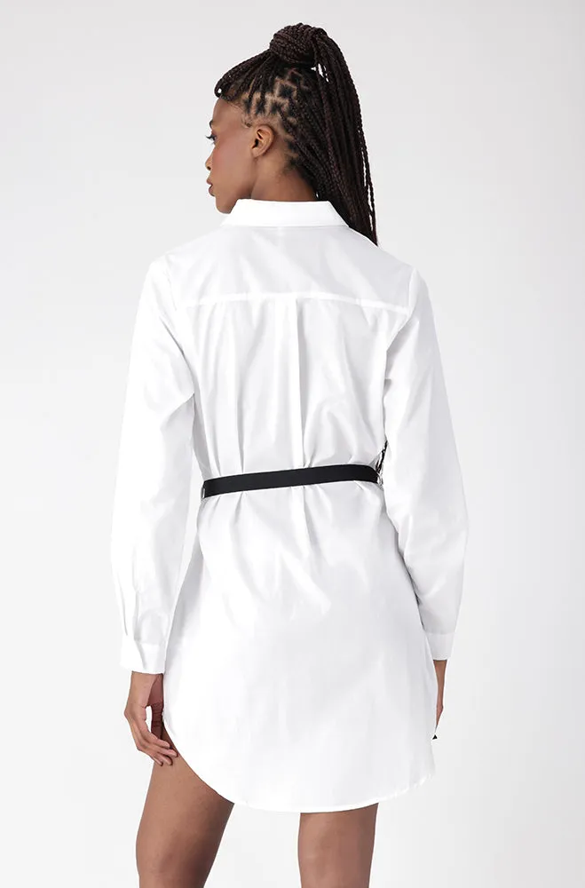 Mia Belted Shirt Dress _ 156443 _ White sold by Dunns product image thumbnail 3