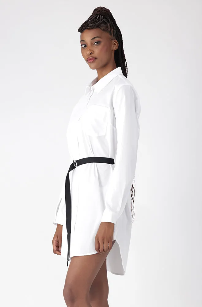 Mia Belted Shirt Dress _ 156443 _ White sold by Dunns product image thumbnail 2