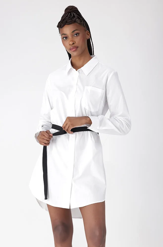 Mia Belted Shirt Dress _ 156443 _ White sold by Dunns