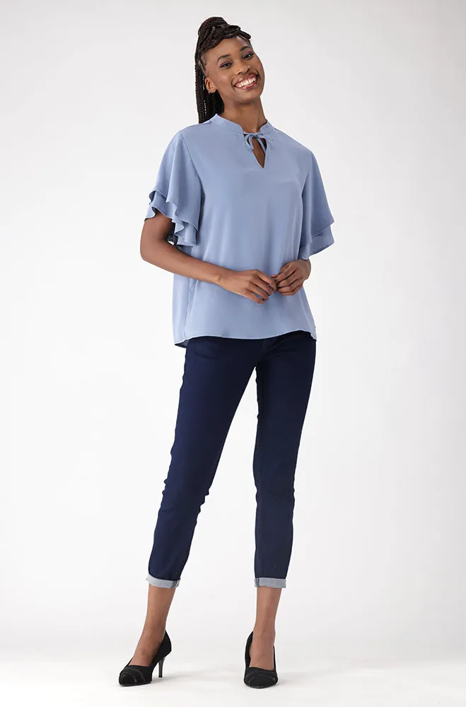Marisa Satin Front Tie Top _ 156258 _ Blue sold by Dunns product image thumbnail 4