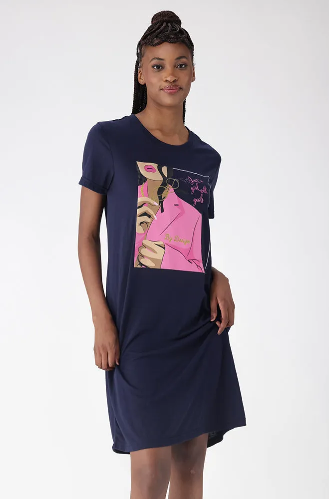 Koko T Shirt Dress _ 156069 _ Navy sold by Dunns