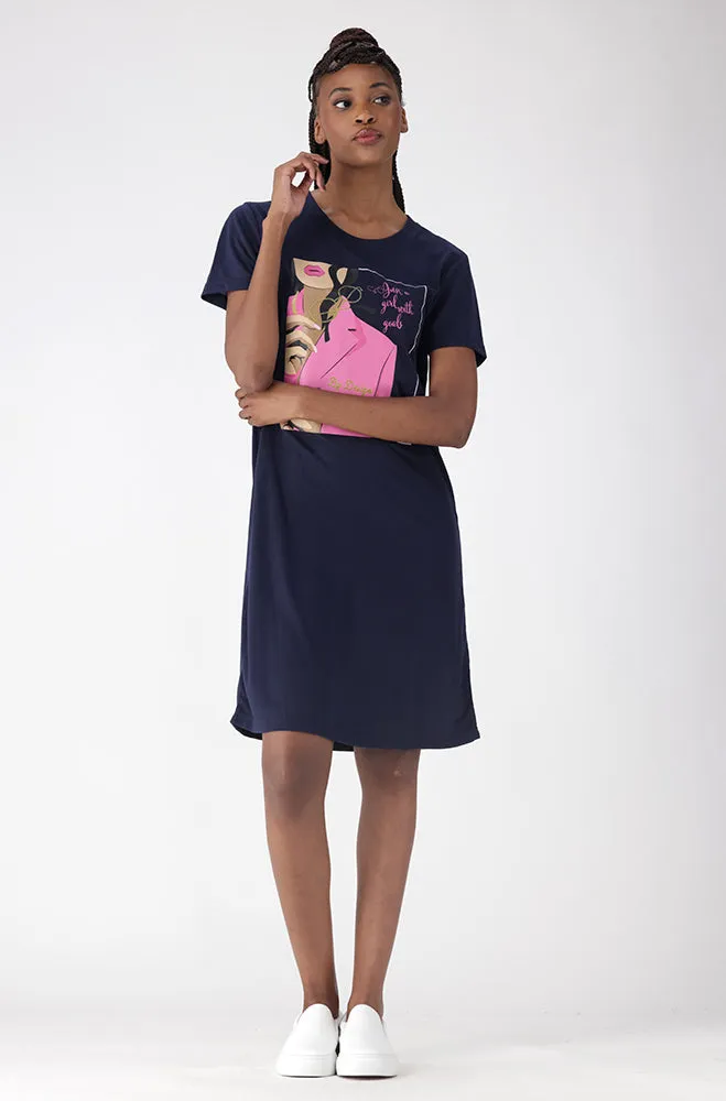 Koko T Shirt Dress _ 156069 _ Navy sold by Dunns product image thumbnail 4
