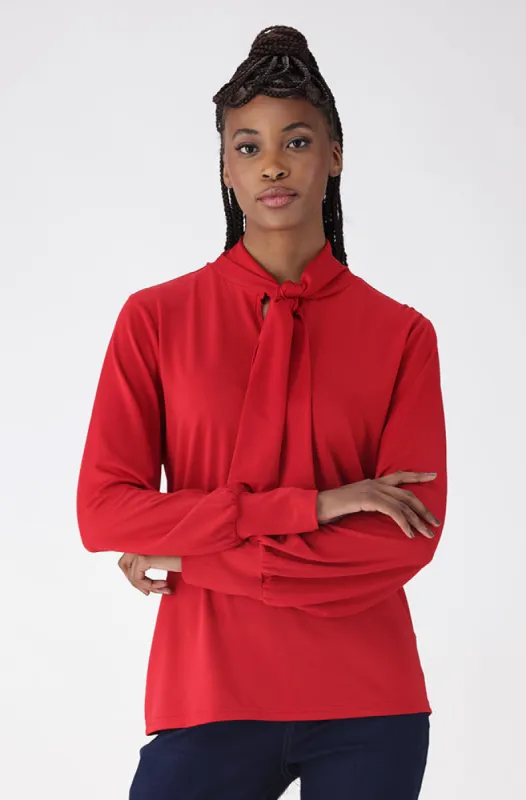 Kate Slinky Kitty Bow Blouse _ 156496 _ Red sold by Dunns