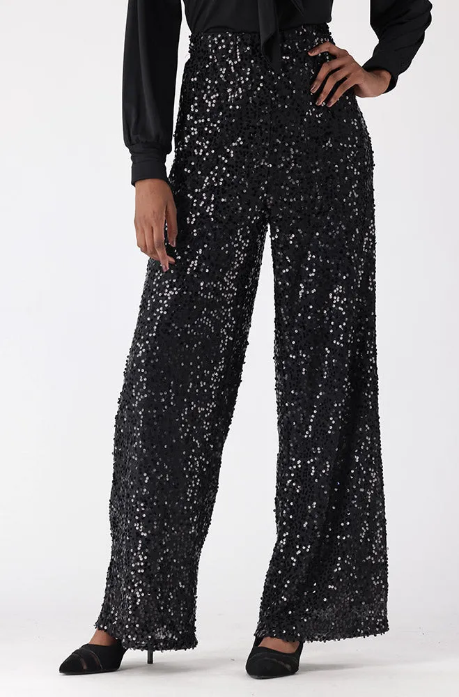 Gloria Sequin Pant _ 156131 _ Black sold by Dunns