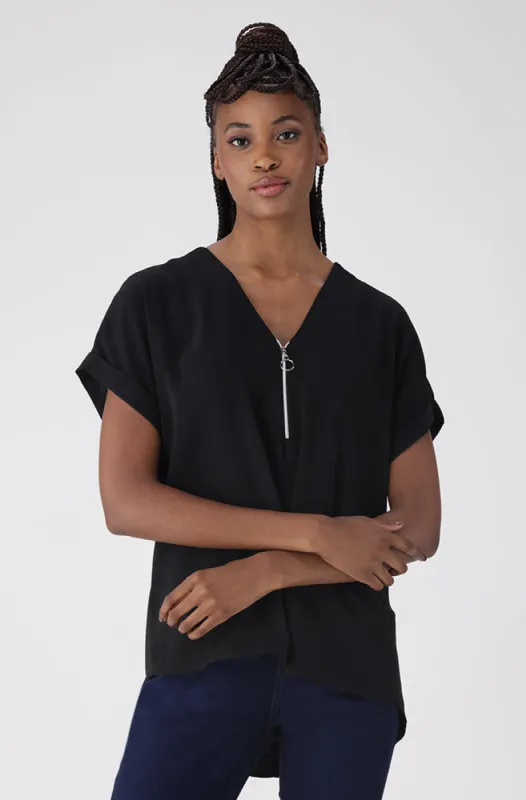 Emily Front Zip Top _ 156523 _ Black sold by Dunns