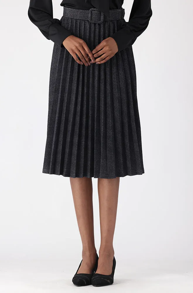 Emilia Pleated Midi Skirt _ 161773 _ Grey sold by Dunns