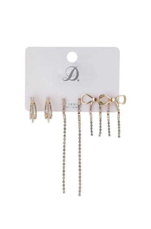Kayla 3 Pack Earrings _ 158604 _ Gold sold by Dunns
