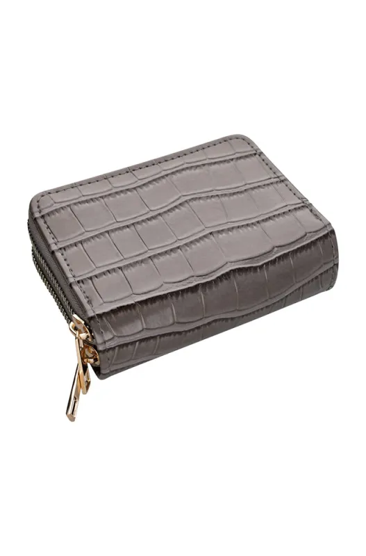 Megan Croc Double Zip Purse _ 157693 _ Grey sold by Dunns