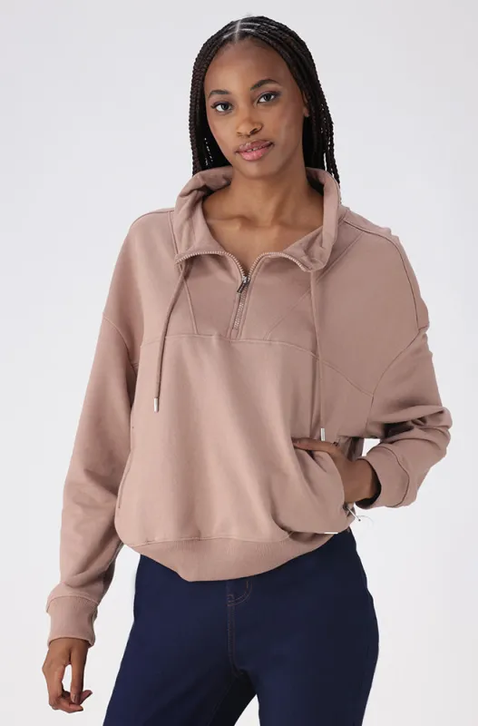 EMMA FLEECE QUARTER ZIP TOP sold by Dunns