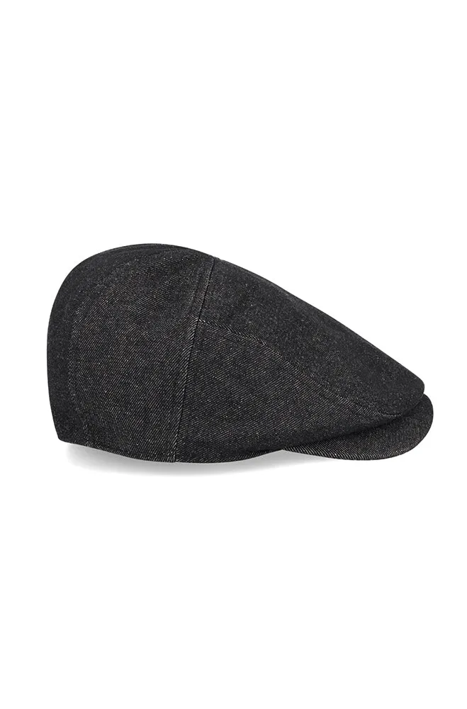 Tori Denim Newsboy Hat _ 156393 _ Black Wash sold by Dunns