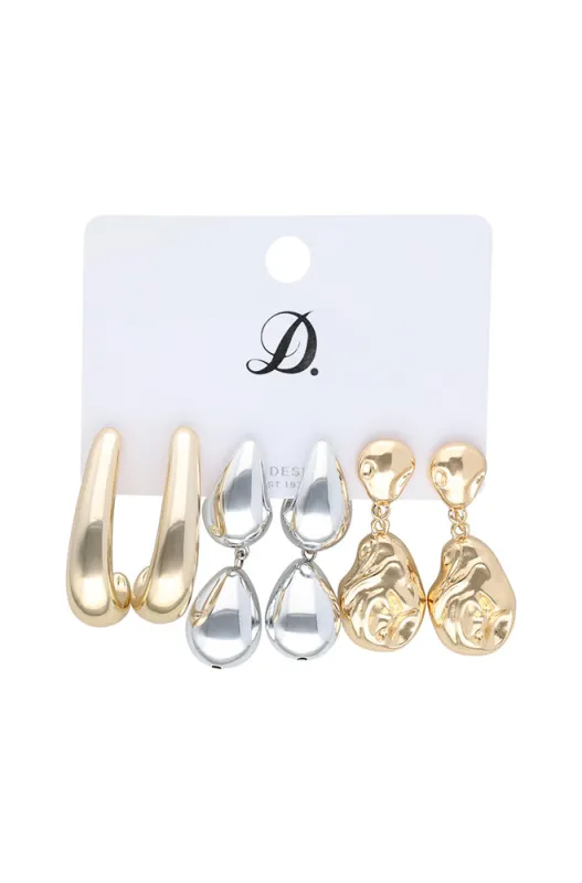 Tara 3 Pack Earrings _ 158433 _ Multi sold by Dunns