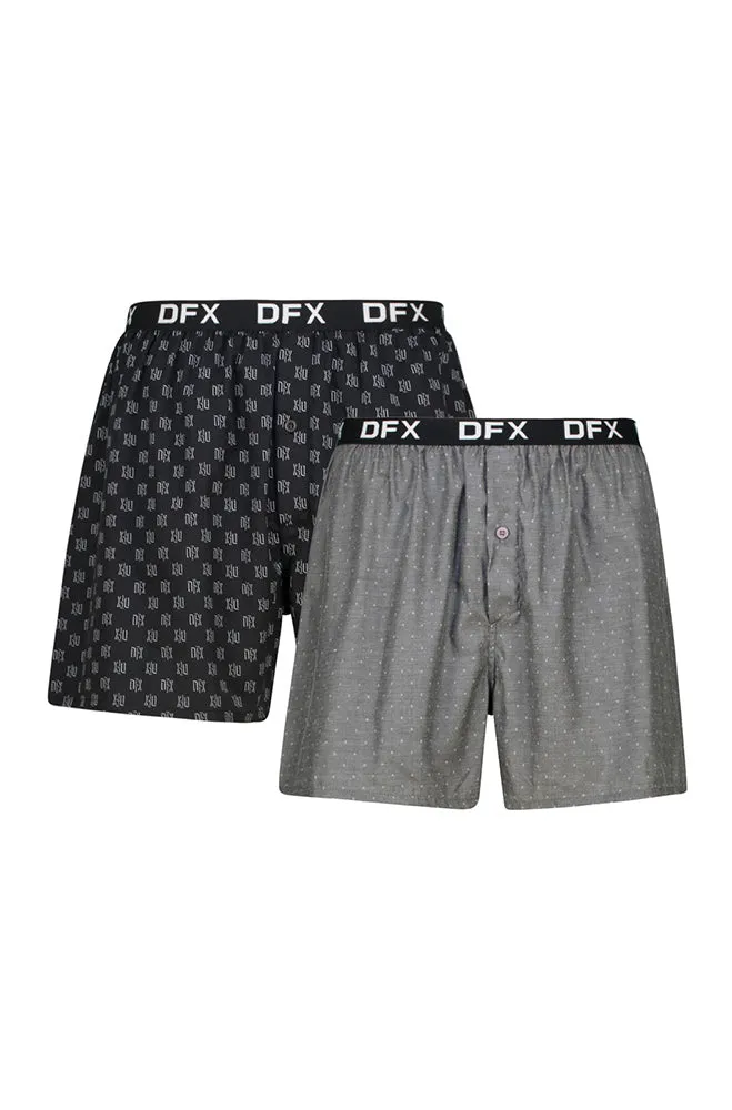 Xavier Dfx Elasicated Woven Boxers 2pk _ 157285 _ Black sold by Dunns