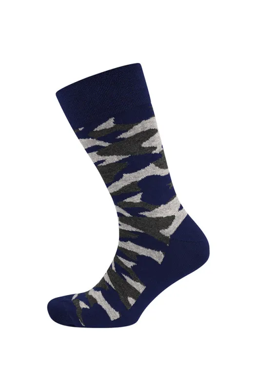 Camo Design Single Sock _ 156950 _ Navy sold by Dunns