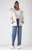 Gia Short Hooded Belted Puffer _ 155566 _ Cream sold by Dunns