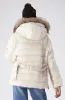 Gia Short Hooded Belted Puffer _ 155566 _ Cream sold by Dunns