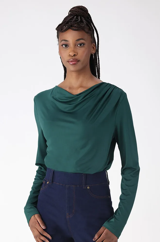 Alison Drape Top _ 160000 _ Green sold by Dunns