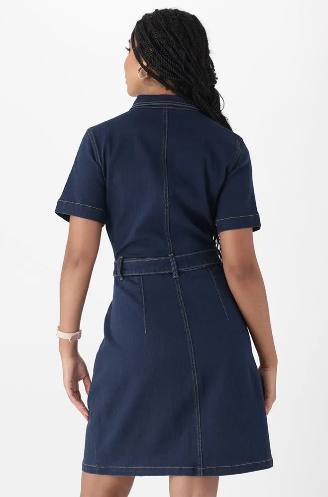 TAMARA DENIM DRESS _ 151345 _ Dark Wash sold by Dunns product image thumbnail 2