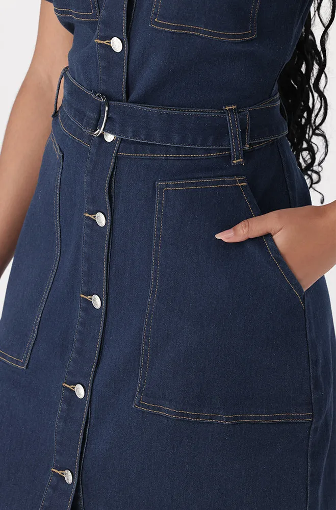 TAMARA DENIM DRESS _ 151345 _ Dark Wash sold by Dunns product image thumbnail 3