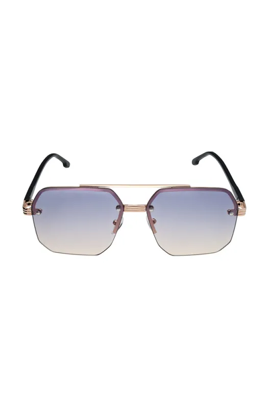 Kyler Rimless Aviator Sunglasses _ 156403 _ Gold sold by Dunns