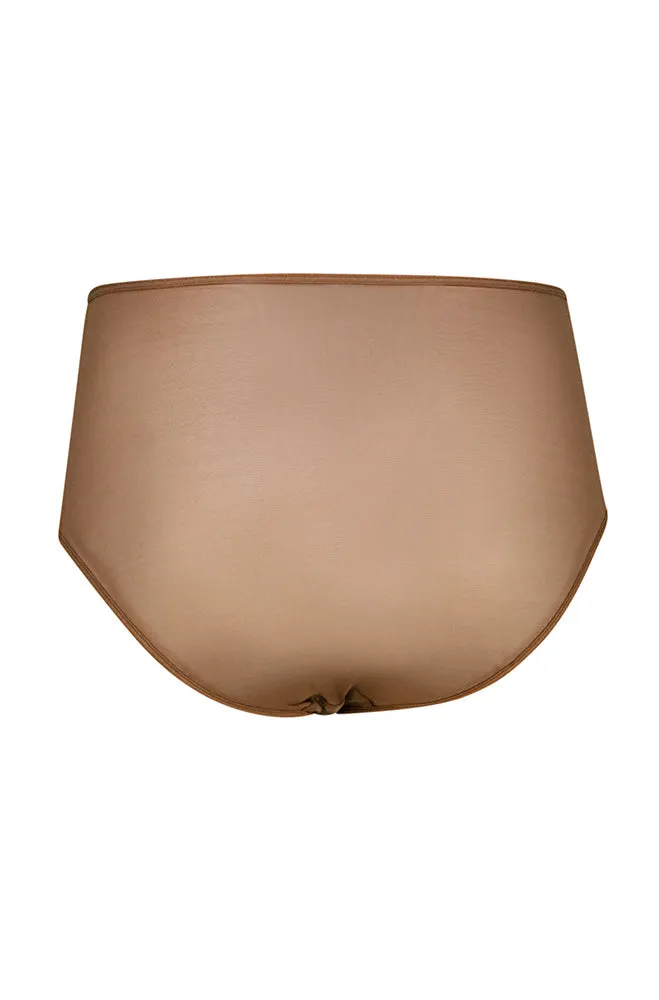 Qira Pleated Meshlace Brief _ 159542 _ Chocolate sold by Dunns product image thumbnail 2
