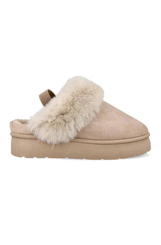 Elaina Elasticated Platform Slipper _ 157430 _ Stone sold by Dunns