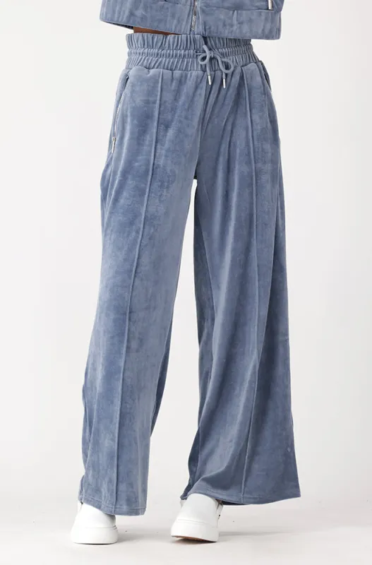 Lucy Velour Wide Leg Pants _ 156126 _ Blue sold by Dunns