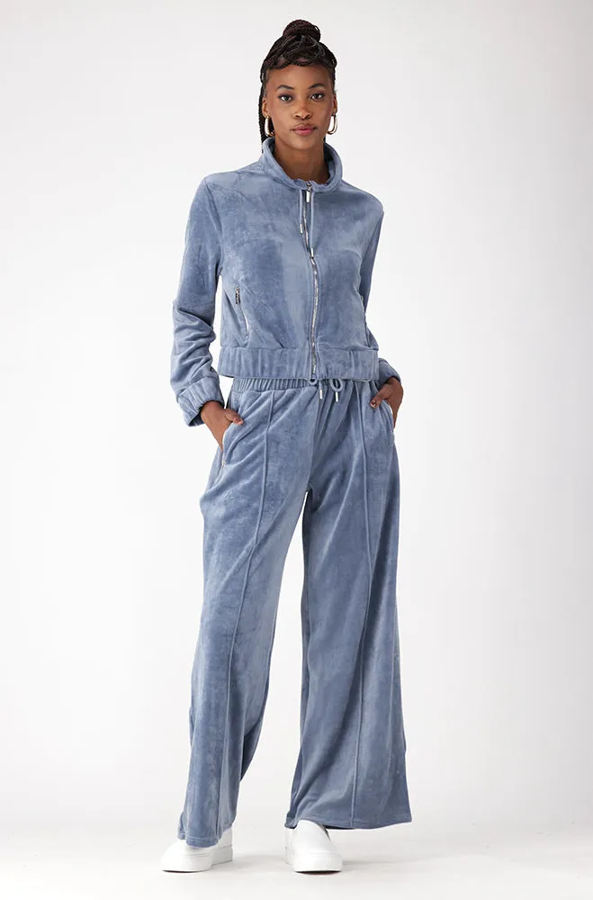 Lucy Velour Wide Leg Pants _ 156126 _ Blue sold by Dunns product image thumbnail 4