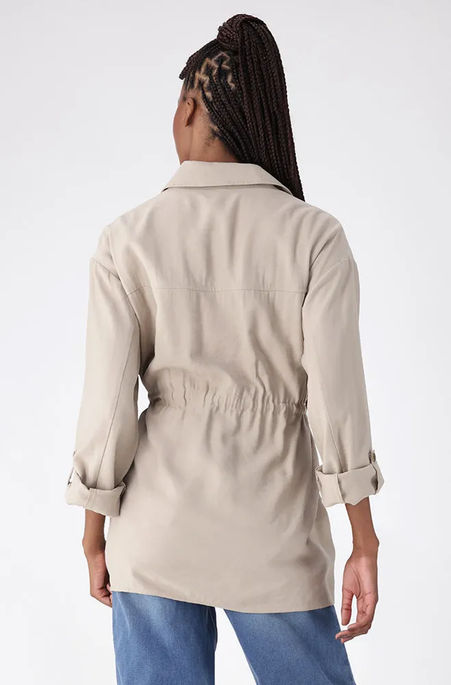 Kylie Drawcord Shirt _ 159222 _ Taupe sold by Dunns product image thumbnail 3