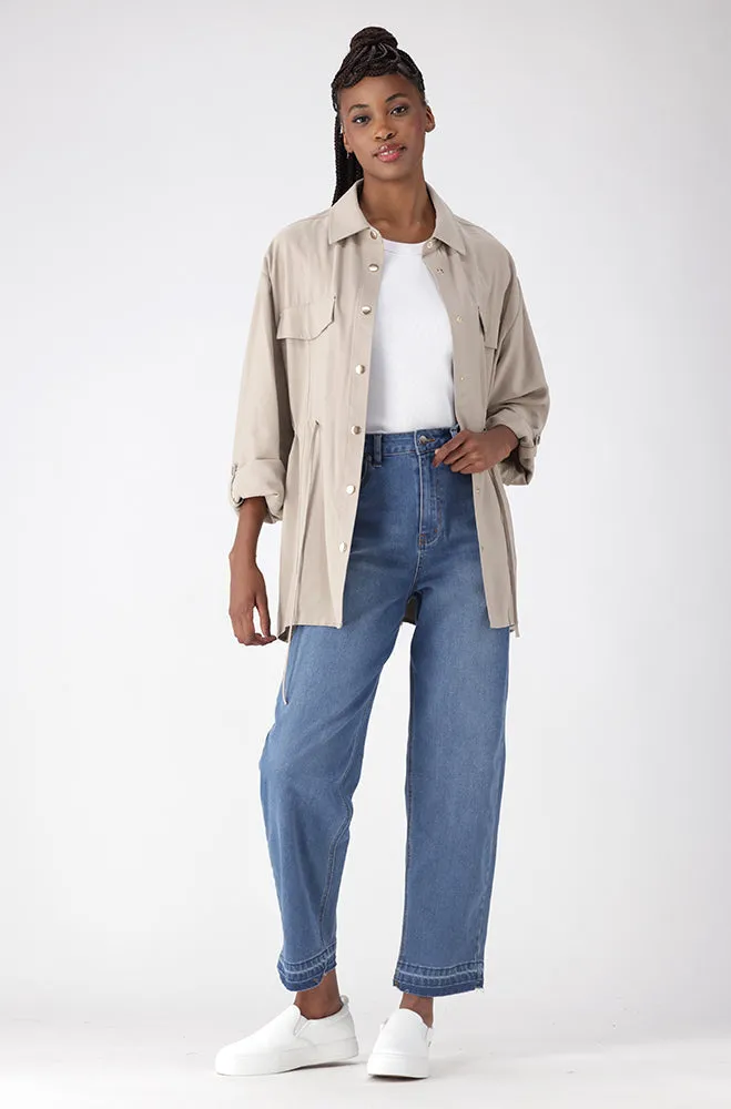 Kylie Drawcord Shirt _ 159222 _ Taupe sold by Dunns product image thumbnail 4