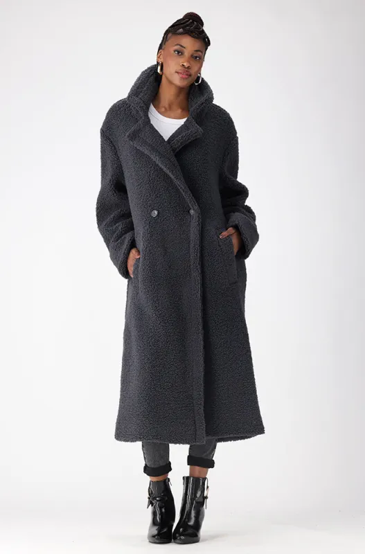 Tori Teddy Longer Length Coat _ 155906 _ Charcoal sold by Dunns