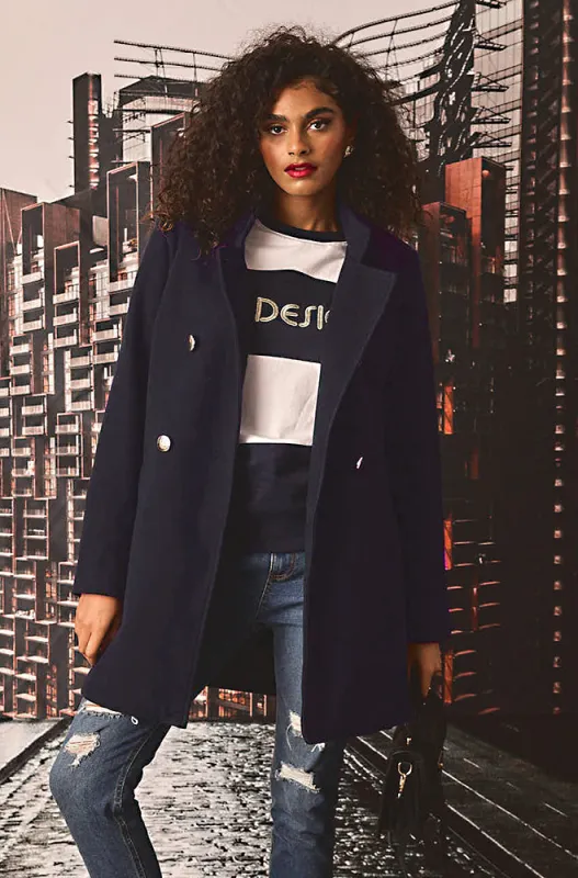 Lisa Military Melton Coat _ 155560 _ Navy sold by Dunns