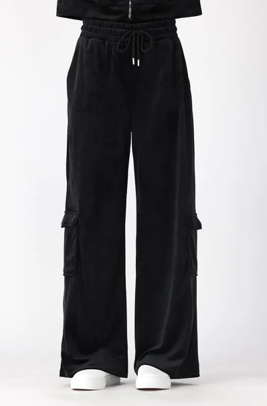 Lucy Velour Wide Leg Pants _ 156124 _ Black sold by Dunns