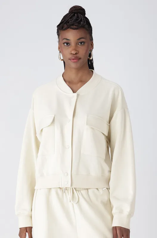 Vida Fleece Bomber Top _ 158570 _ Cream sold by Dunns