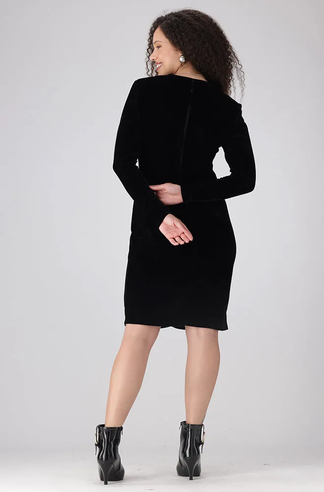 Aria V Neck Velour Bodycon Dress _ 158573 _ Black sold by Dunns product image thumbnail 5