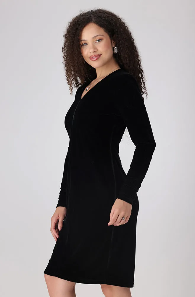 Aria V Neck Velour Bodycon Dress _ 158573 _ Black sold by Dunns product image thumbnail 2