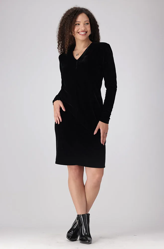 Aria V Neck Velour Bodycon Dress _ 158573 _ Black sold by Dunns product image thumbnail 4