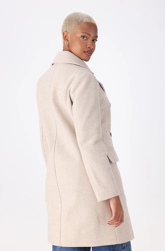 Lisa Double Breasted Melton Coat _ 157619 _ Oatmeal sold by Dunns product image thumbnail 2