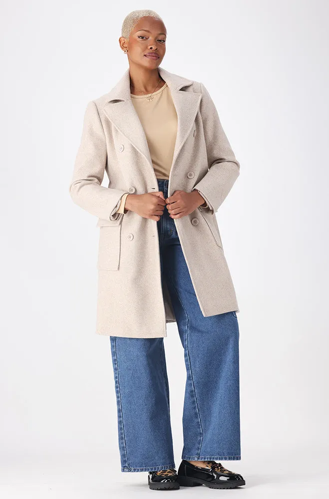 Lisa Double Breasted Melton Coat _ 157619 _ Oatmeal sold by Dunns product image thumbnail 5